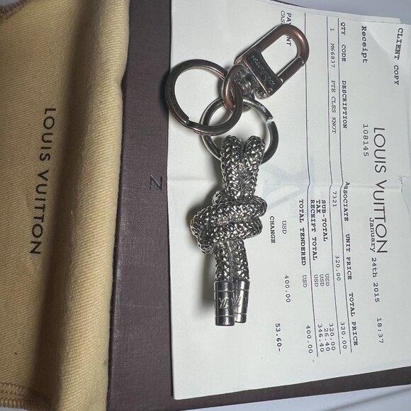 Authentic Louis Vuitton Vintage Silver Tone Knot Bag Charm Key Holder - Picture 1 of 16